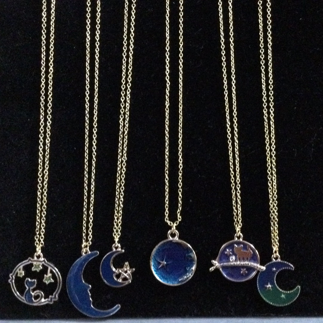 Gold-Tone Blue Celestial Necklaces