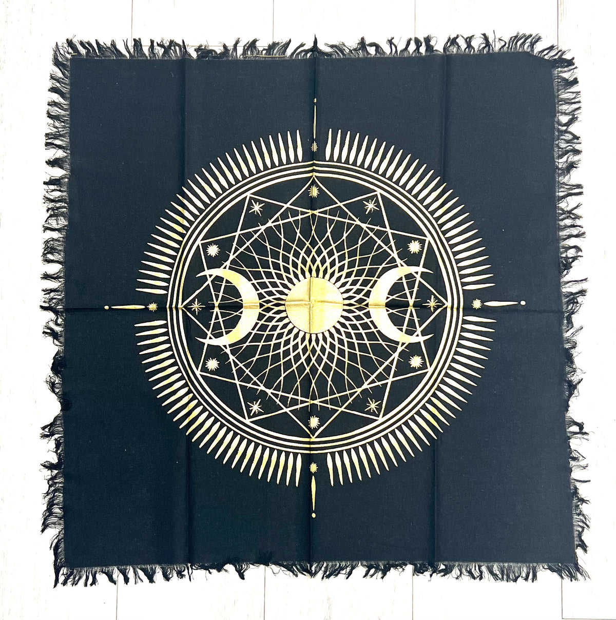 Golden Triple Moon Tapestry / Altar Cloth 24x24