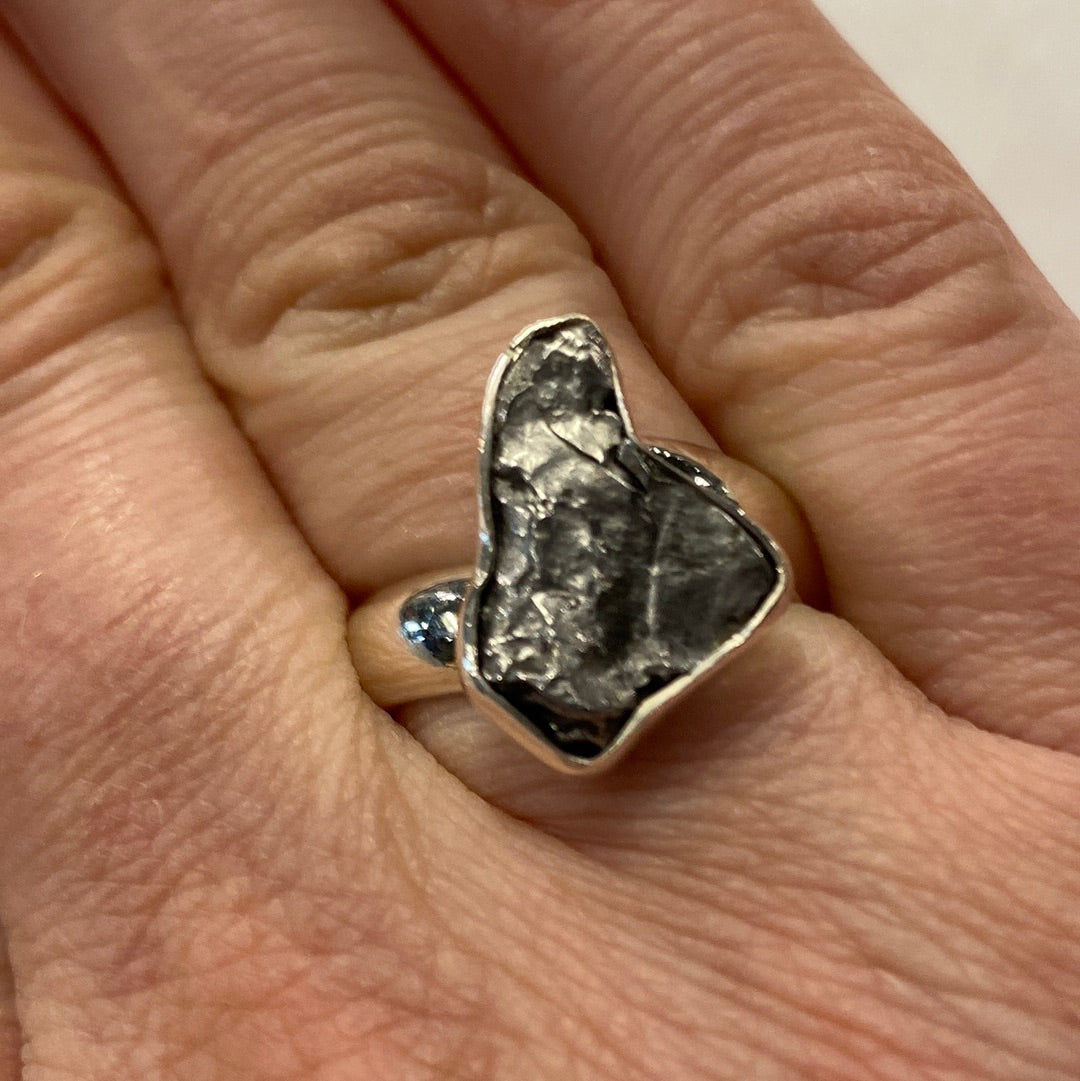 Meteorite Adjustable Sterling Silver Ring - Charles Albert