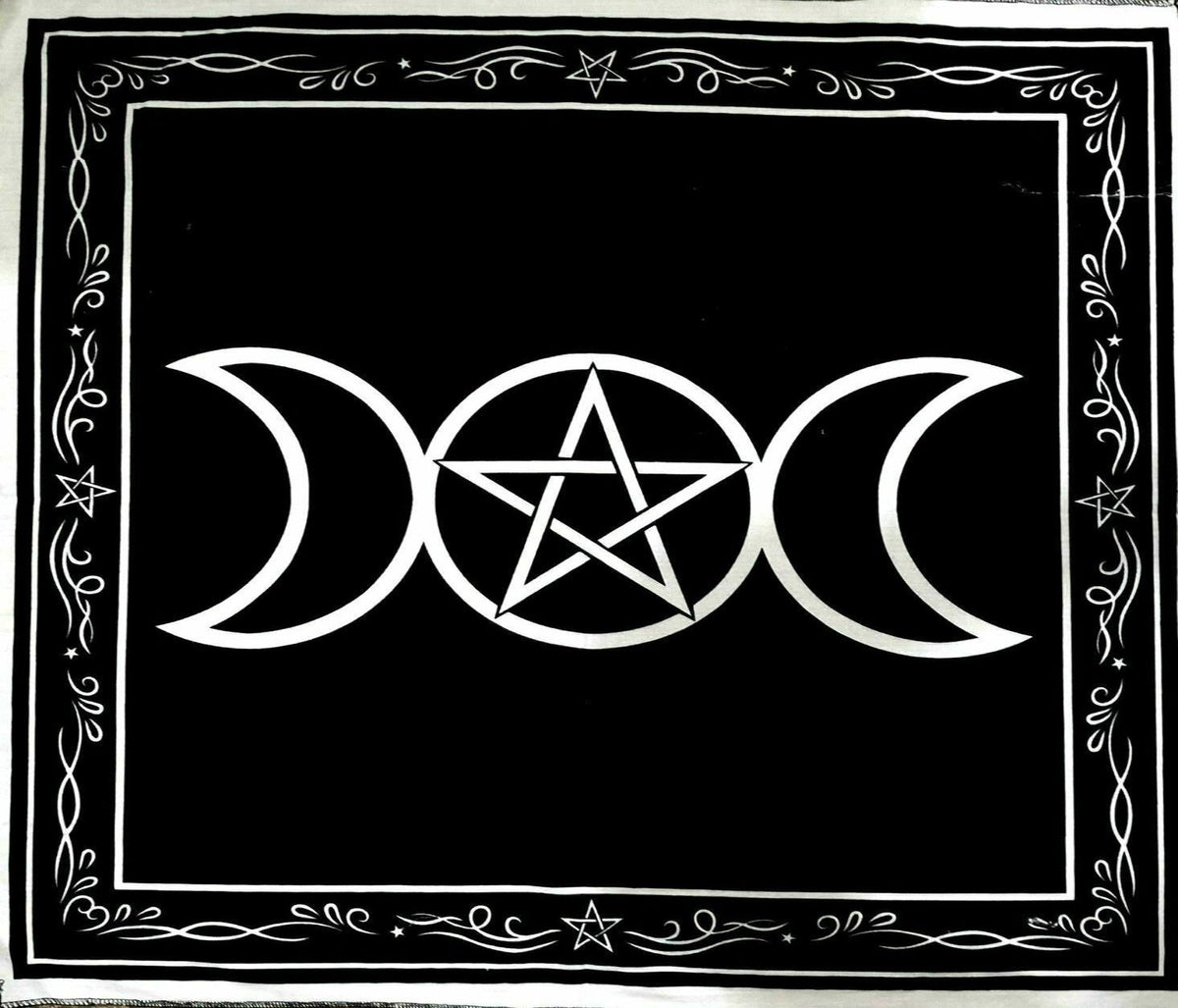 Triple Moon Pentacle Tapestry / Altar Cloth 24x24
