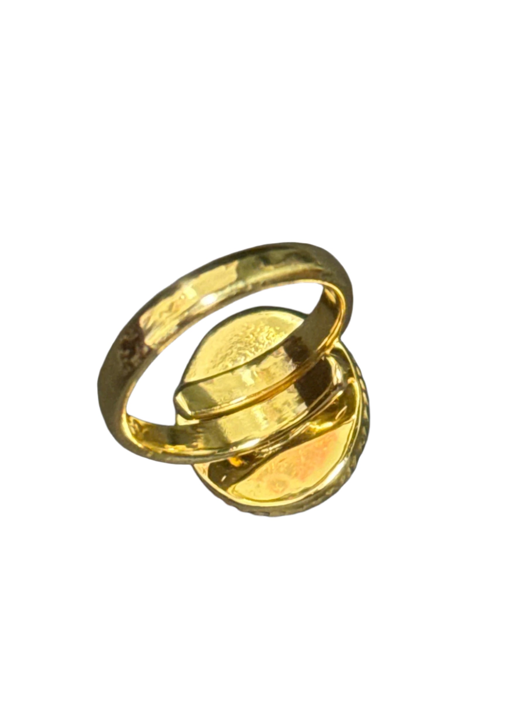 Libyan Desert Glass Alchemia Gold Ring Adjustable