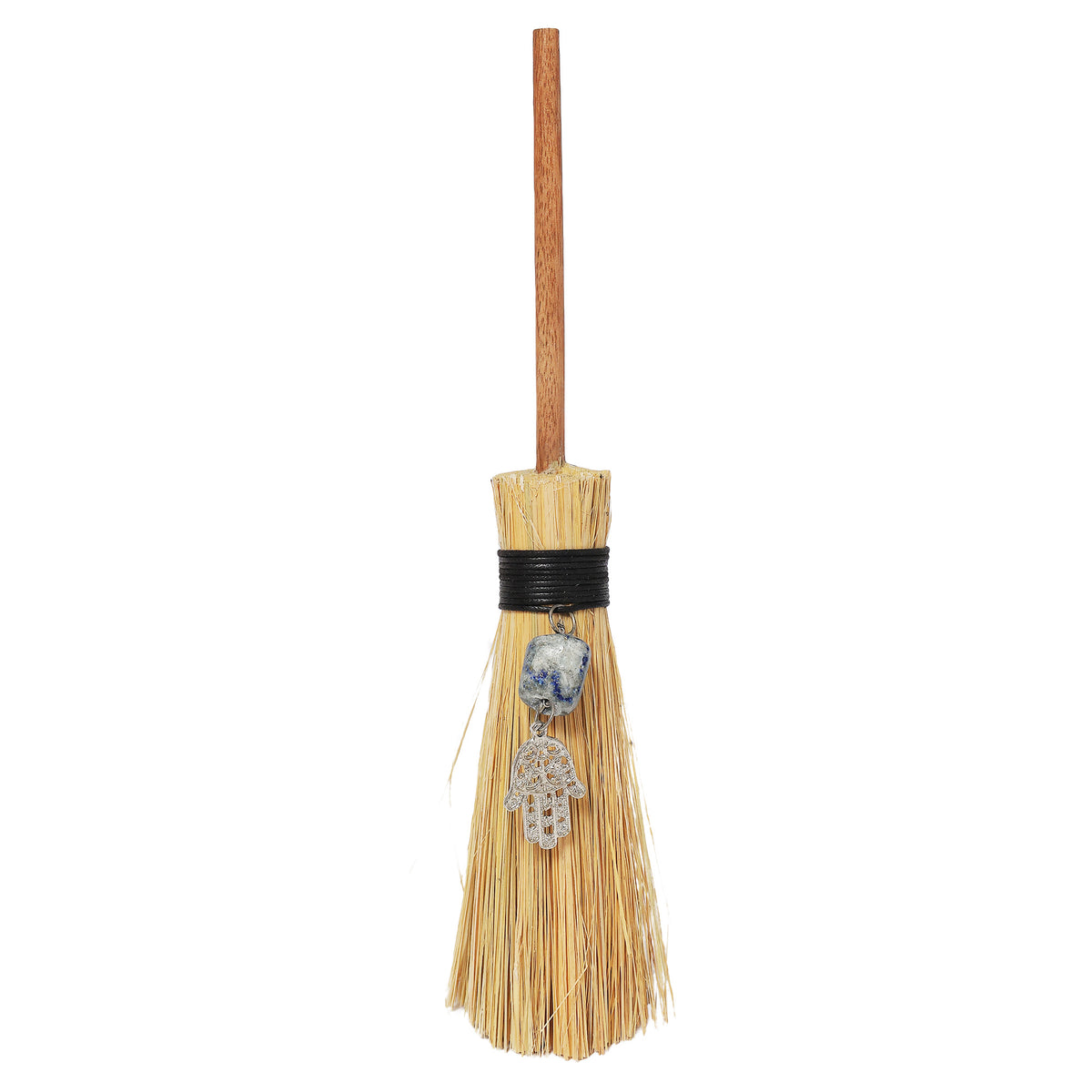 Ritual Altar Broom Lapis Lazuli w/ Hand of Fatima 9&quot;(Besom)
