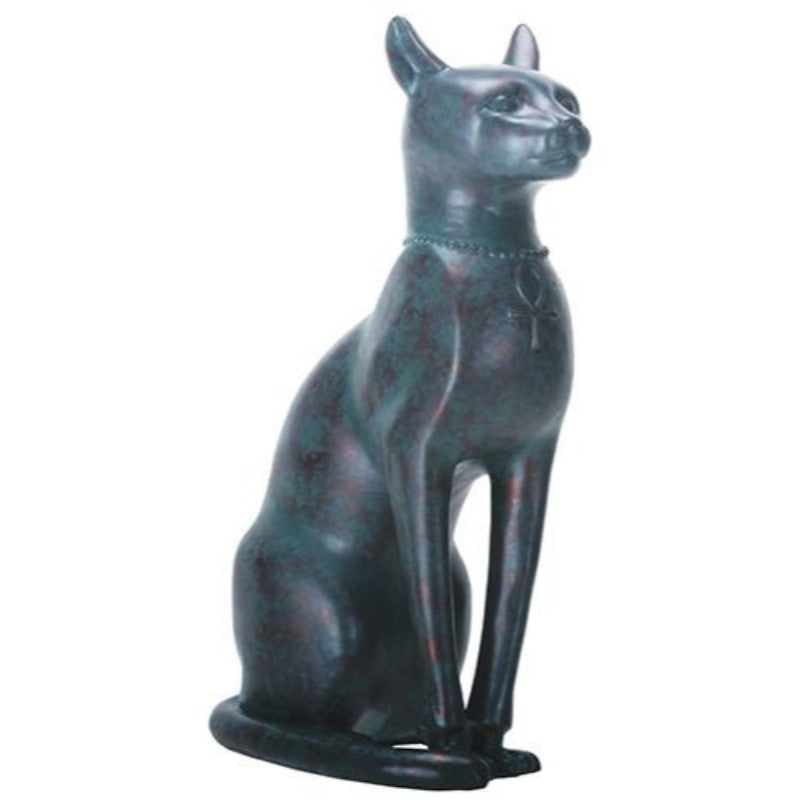 Bastet Bronze Patinaed Seated Cat Statue