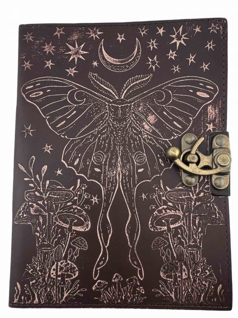 Luna Moth Etched Leather Journal - Medium