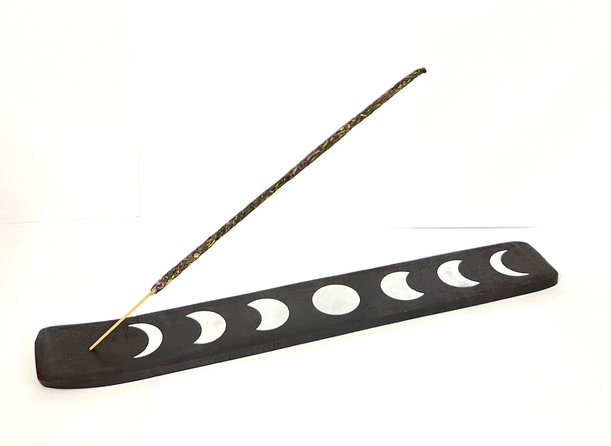 10" Black Moon Phases Incense Burner