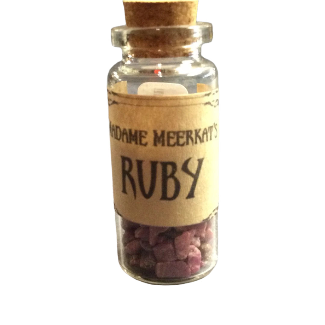 Ruby Crystal Chips in Bottle