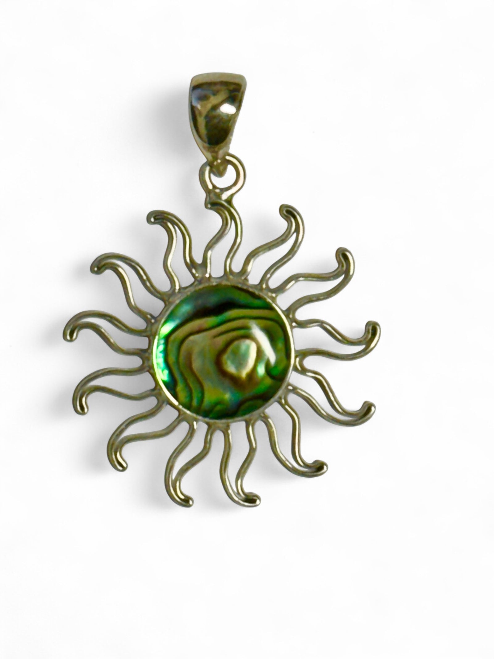 Sterling Silver Abalone Sun Pendant