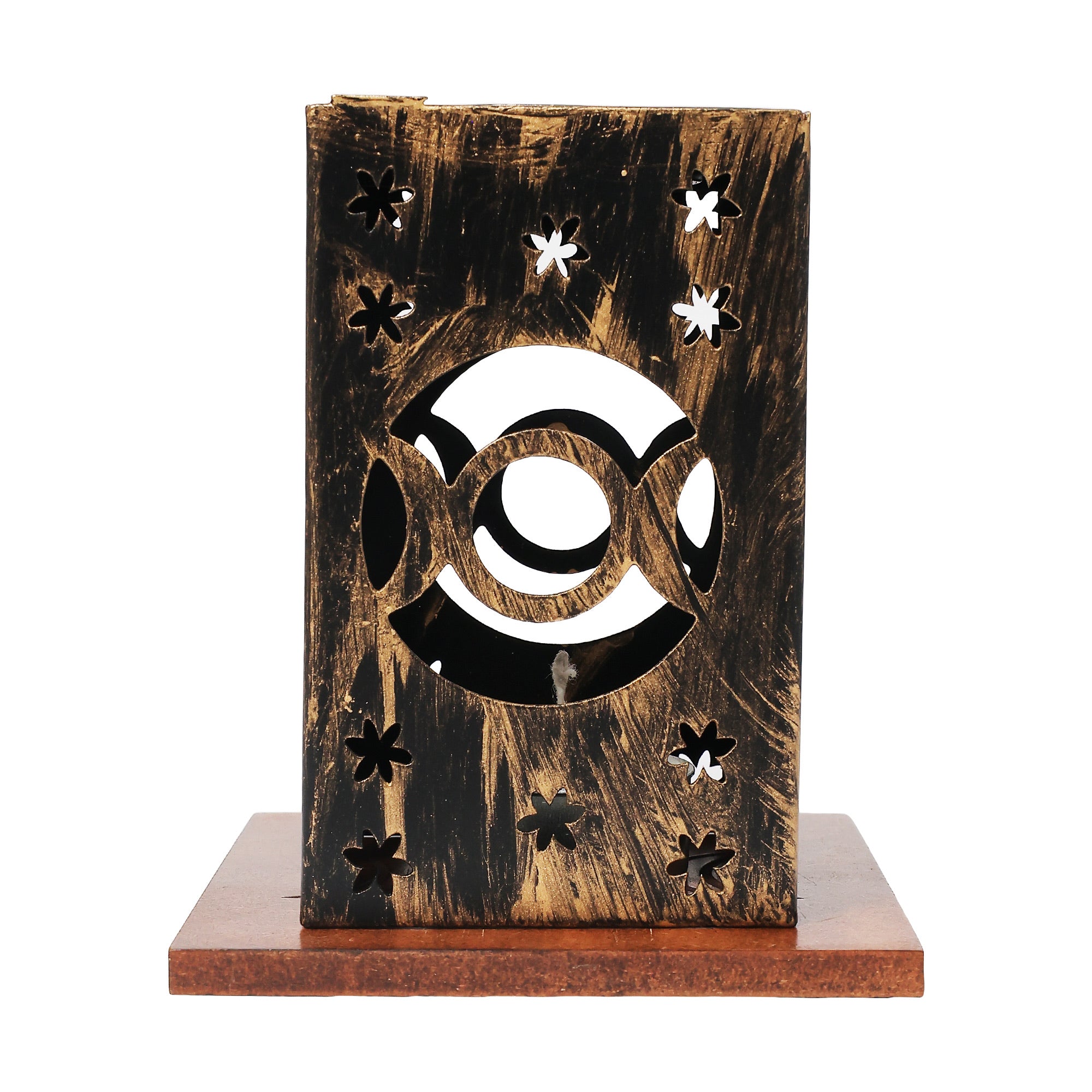 Triple Moon Metal Tea Light Holder with MDF base