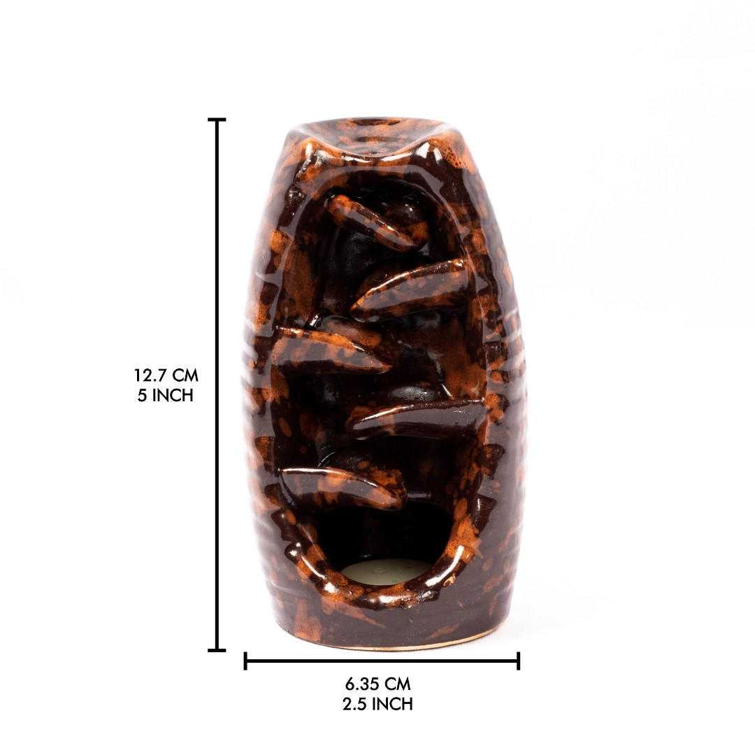 Ceramic Waterfall Backflow Burner in Bottle Brown (small)