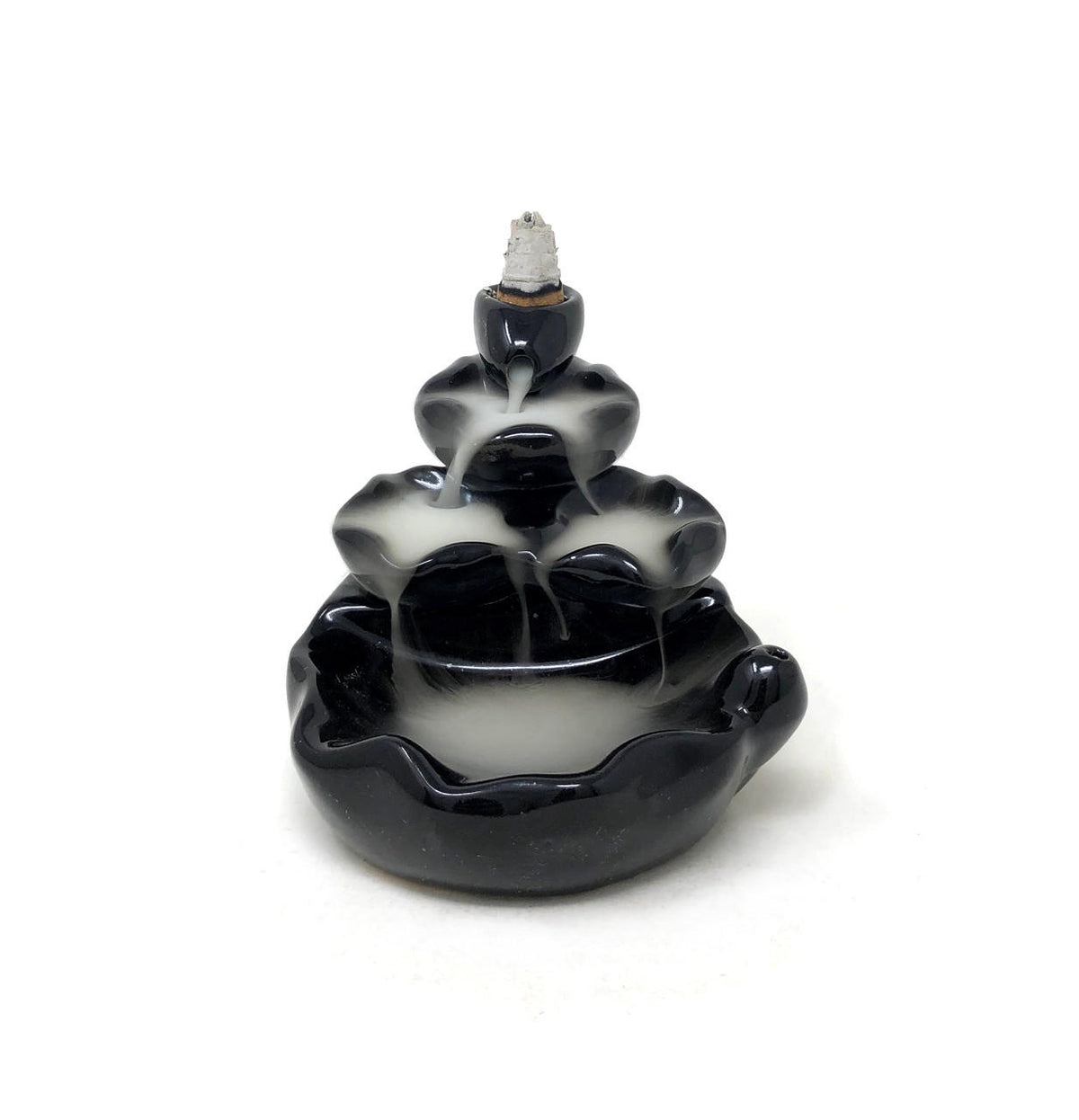 Ceramic Back Flow Incense Burner, Waterfall 4.5"