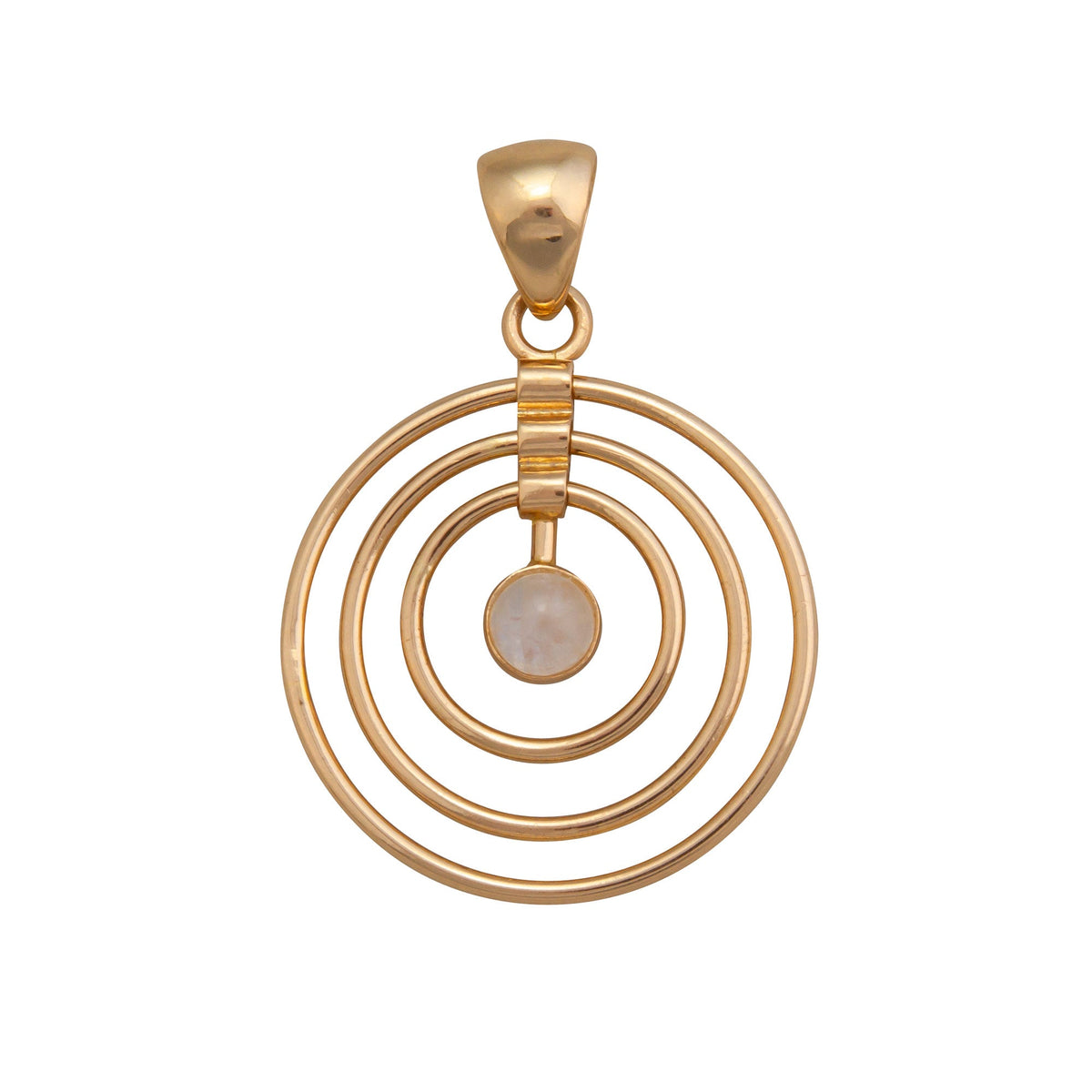 Rainbow Moonstone Alchemia Gold Circles Pendant