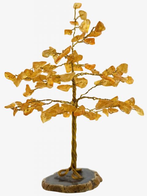 5" Crystal Chip Tree on Agate Slice