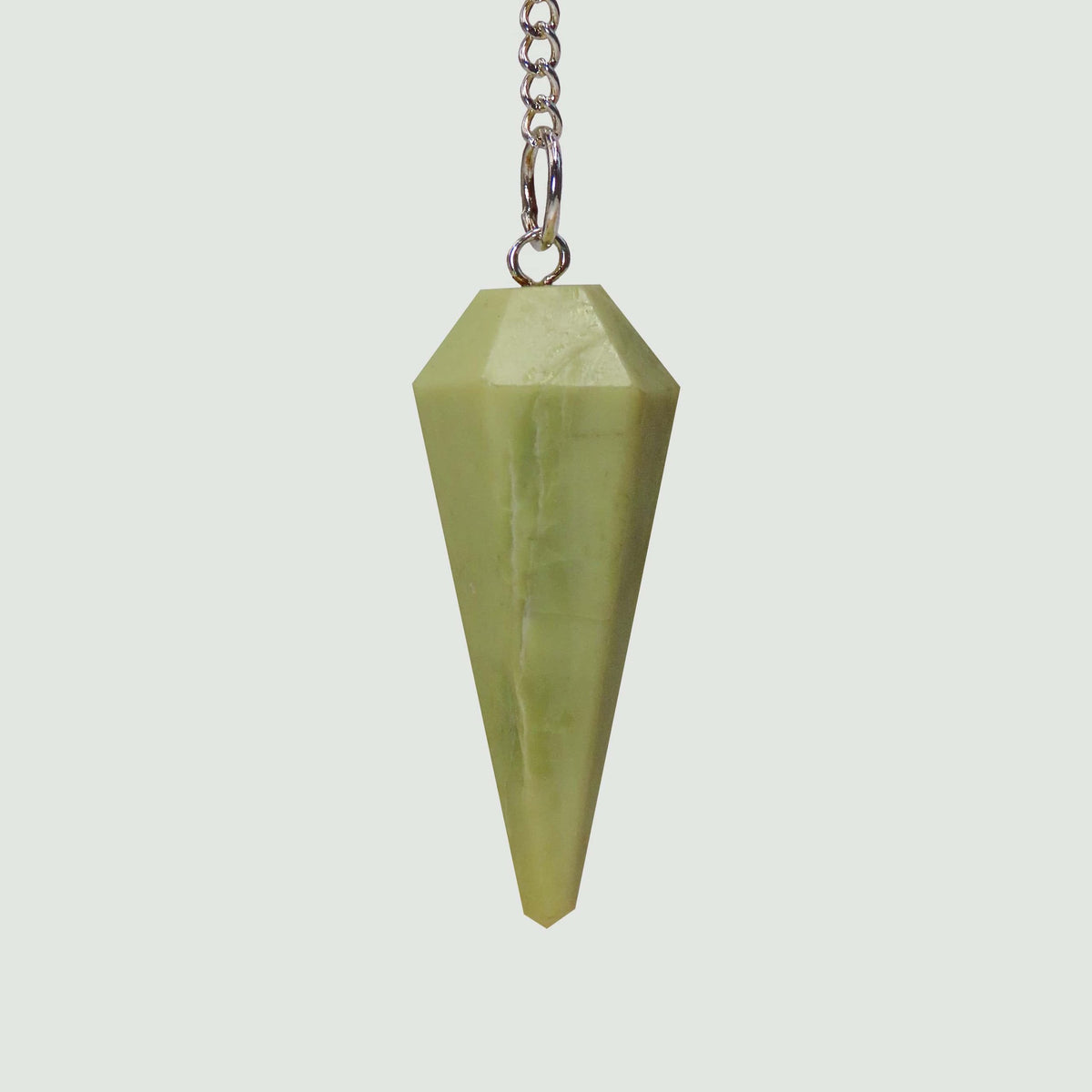 Serpentine Faceted Crystal Pendulum