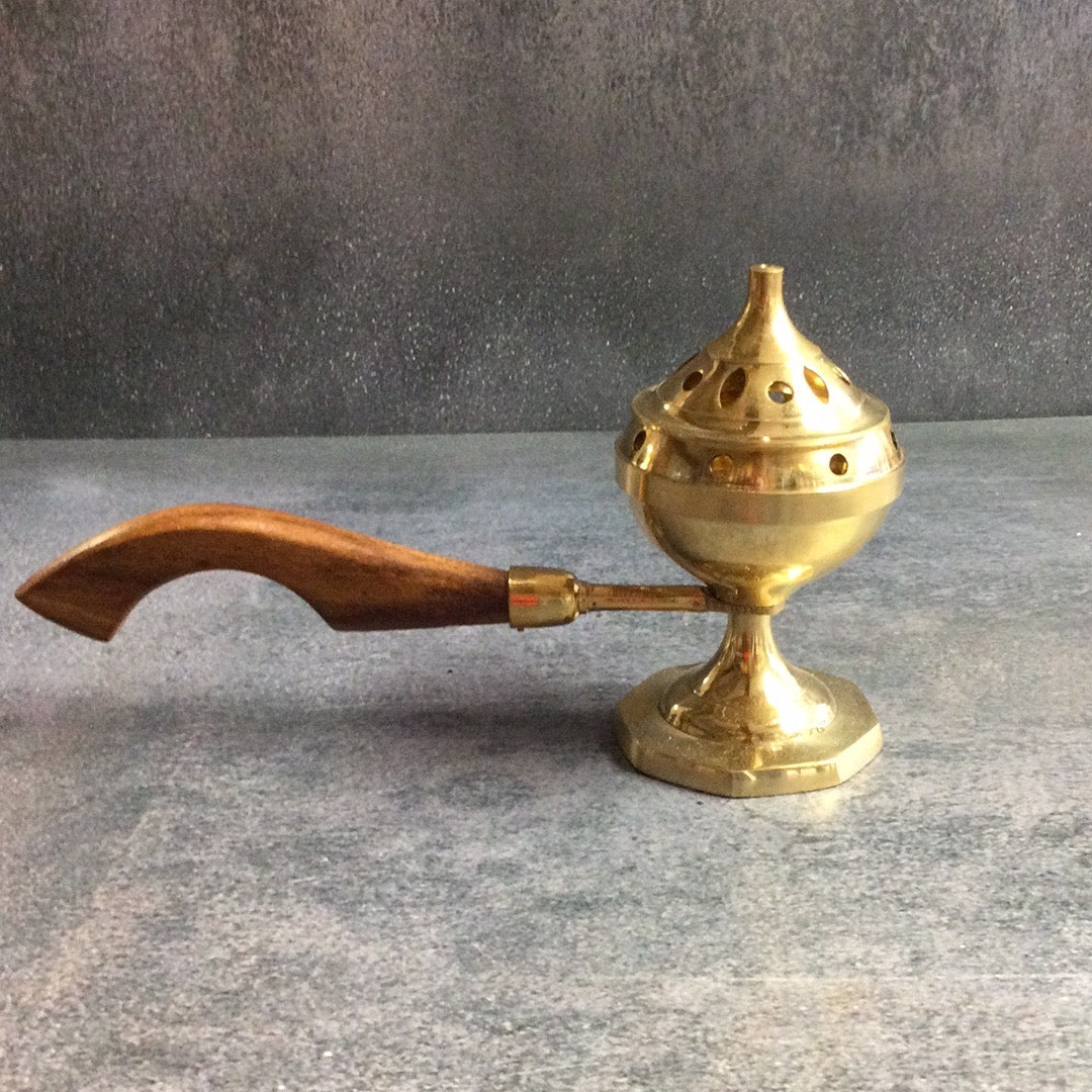 Brass incense burner with Wood handle