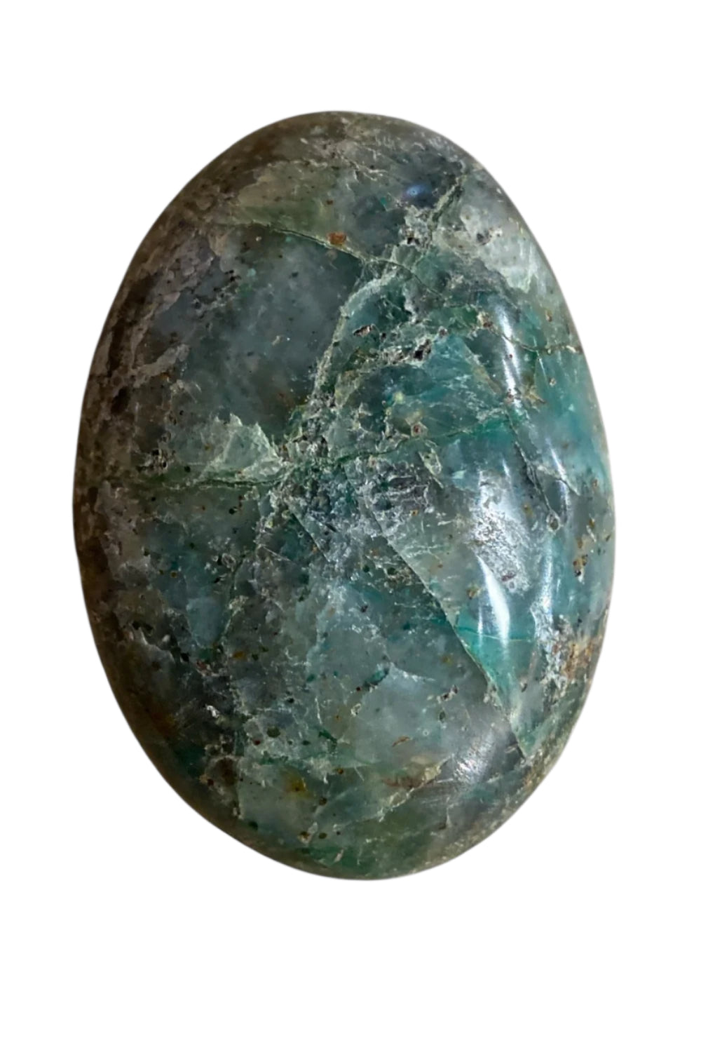Chrysocolla in Quartz Palm Stone