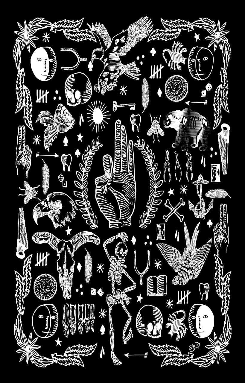 Goth Hand Tapestry Black & White 82x55