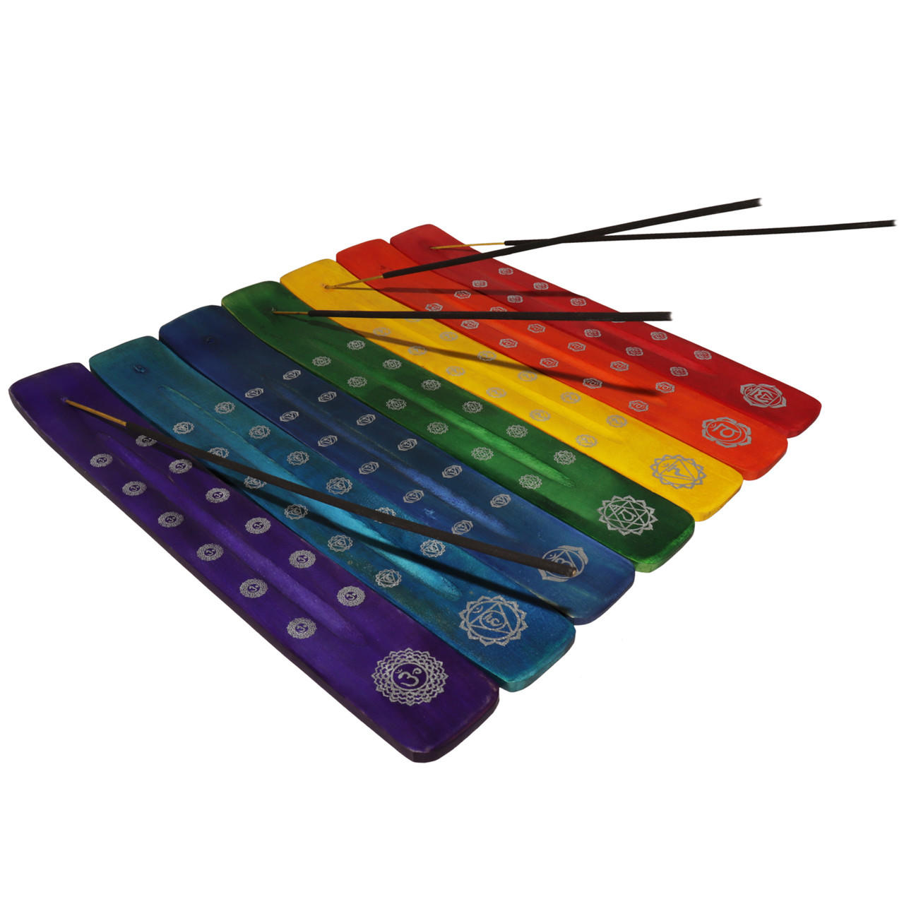 Chakra Wood Canoe Incense Burner