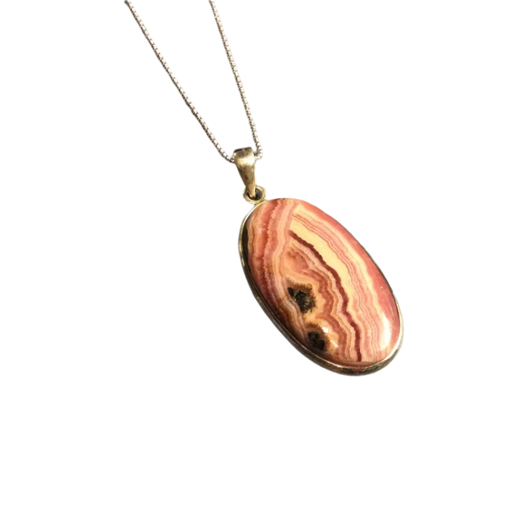 Rhodochrosite  Sterling Silver Pendant
