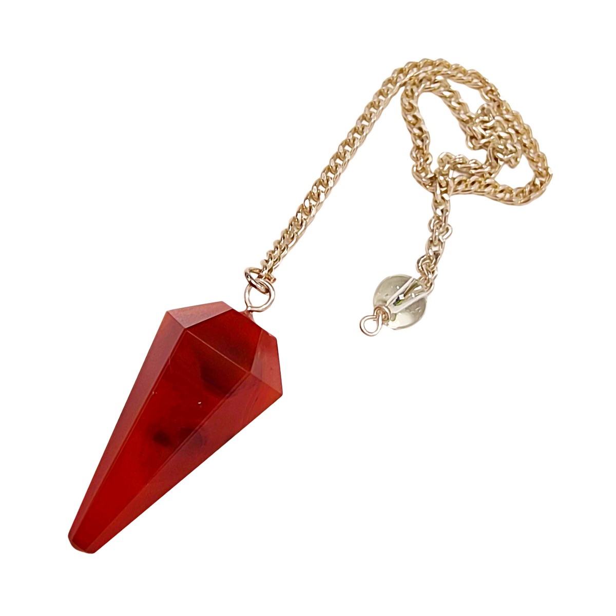 Carnelian Faceted Crystal Pendulum