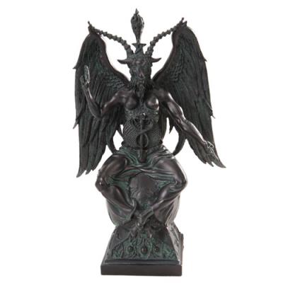 Black &amp; Green Baphomet Sitting on the World Statue  C/1 - 15&quot;