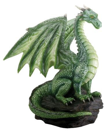 Small Green Dragon on Rock Statue