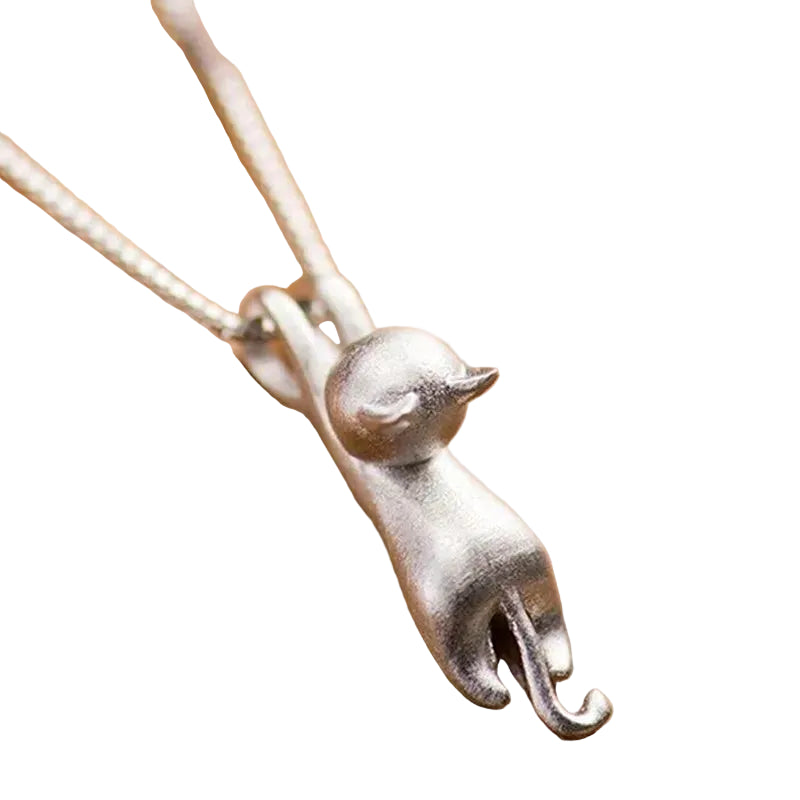 Silver -Toned Kitten Necklace
