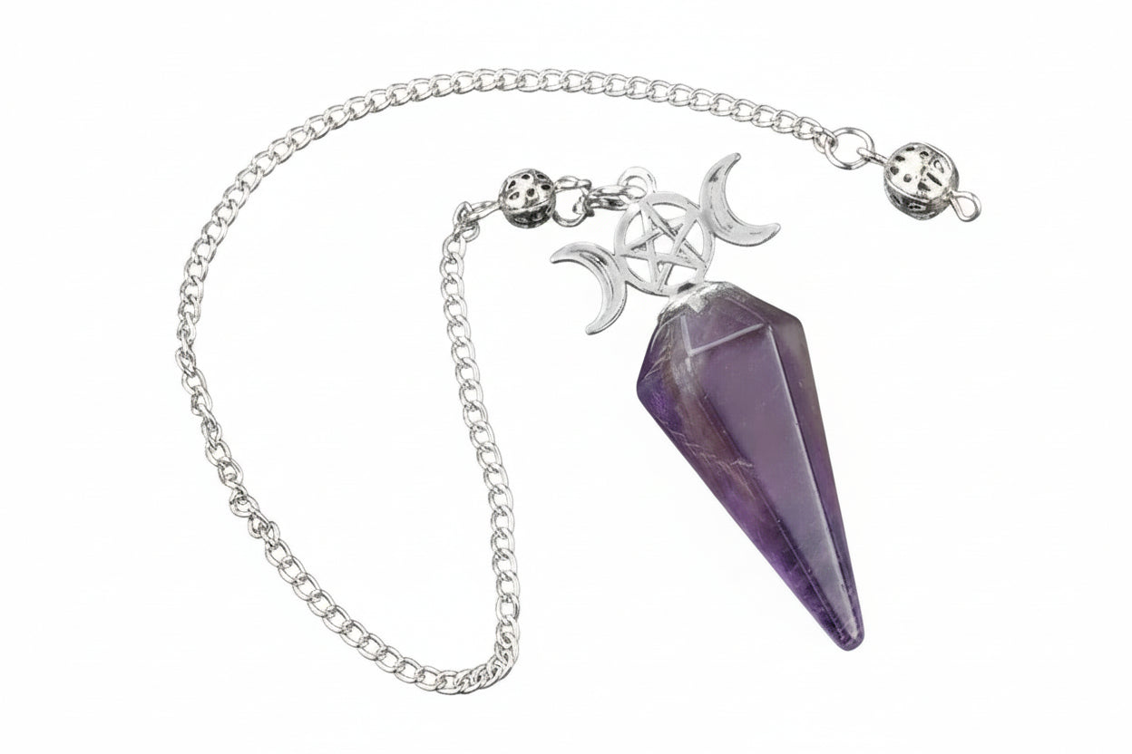 Faceted Crystal Pendulum with Triple Moon