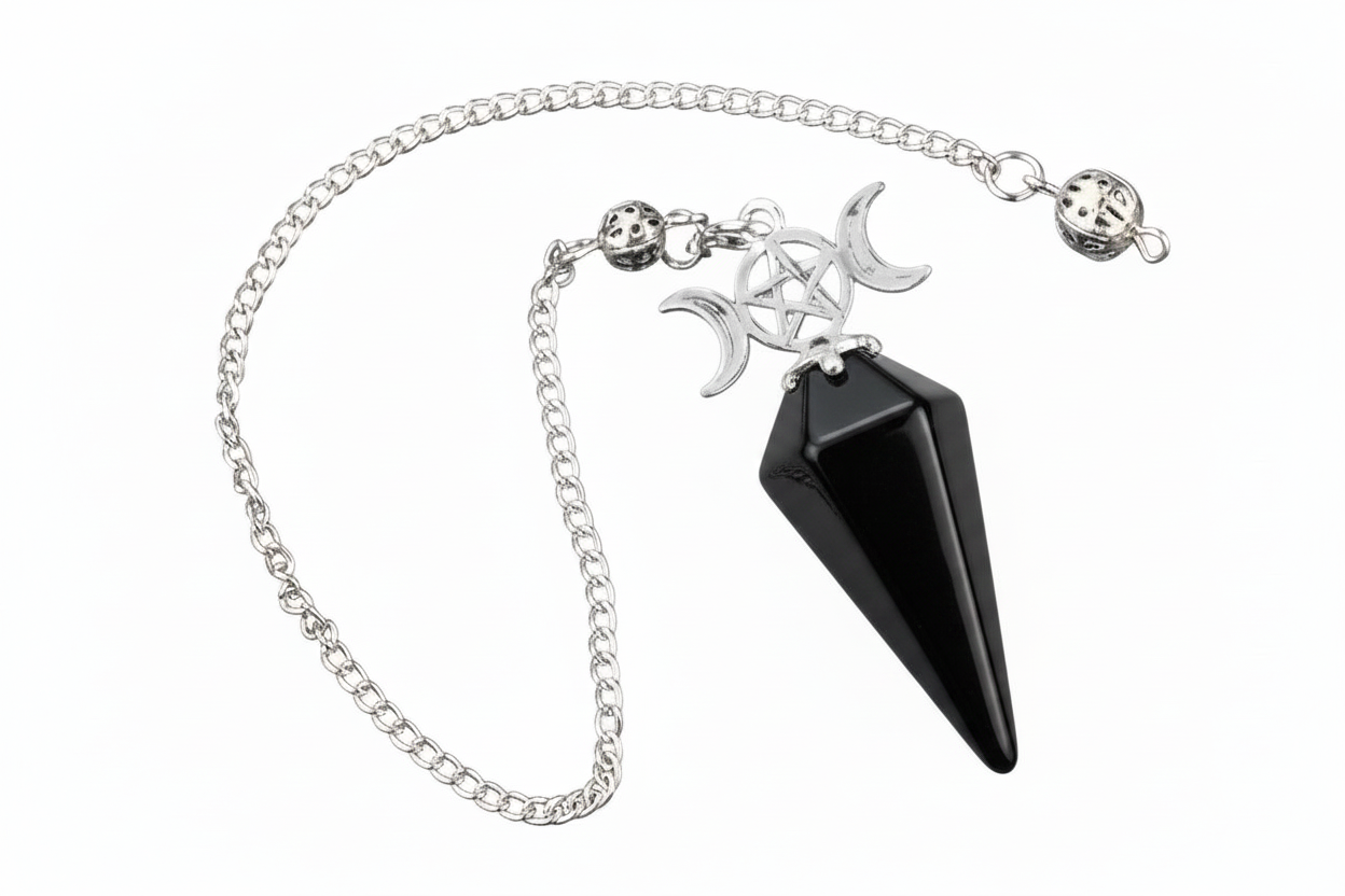 Faceted Crystal Pendulum with Triple Moon