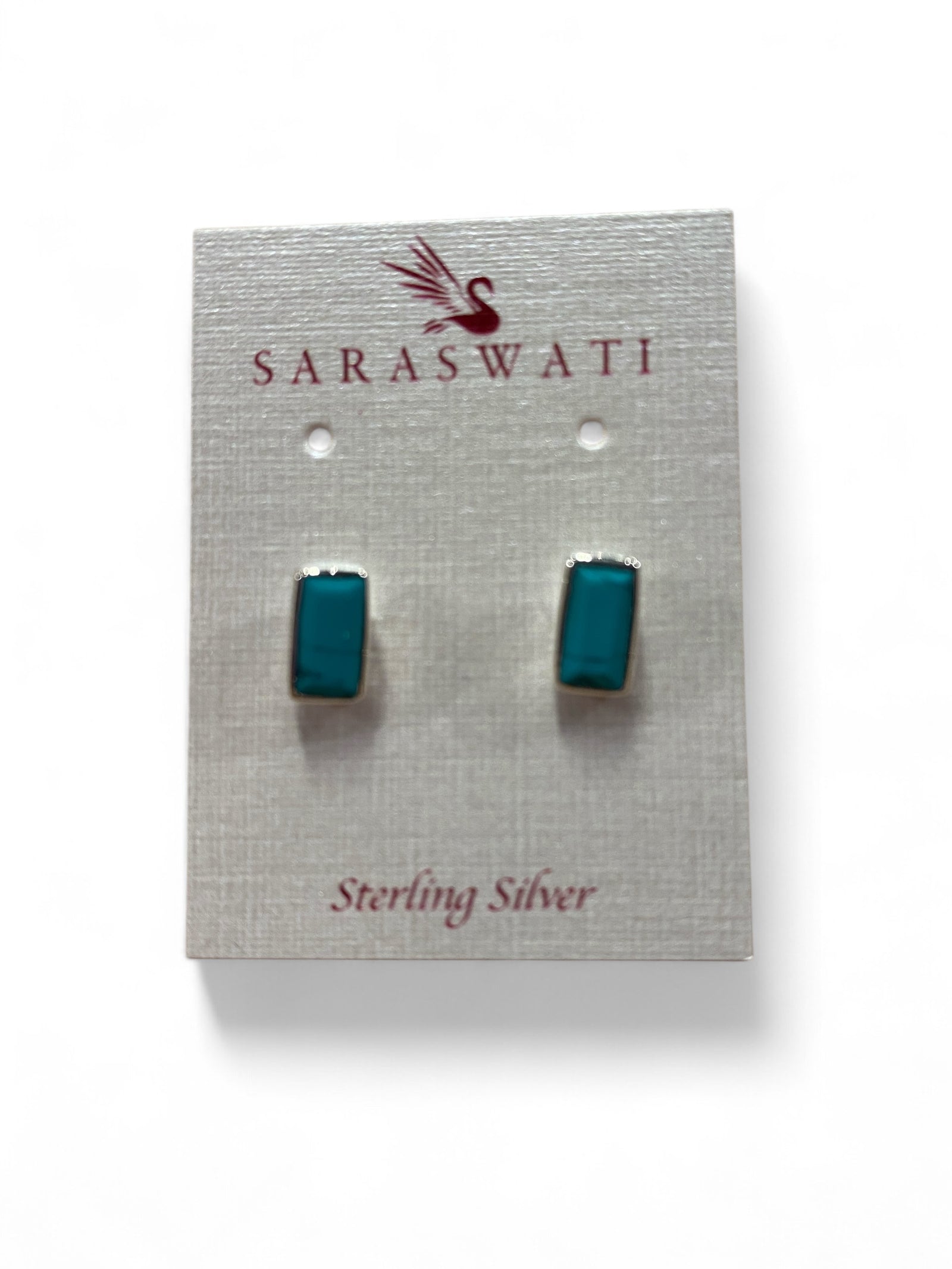 Baguette Turquoise Sterling Post Earrings