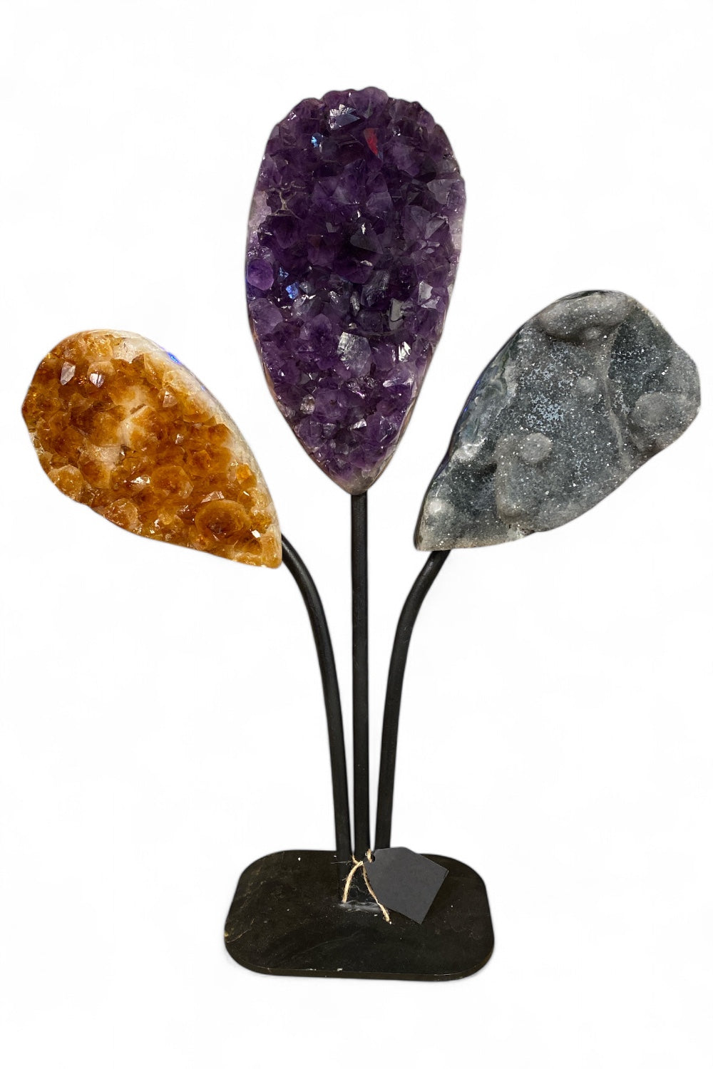 Amethyst, Citrine, Black Amethyst Triptich
