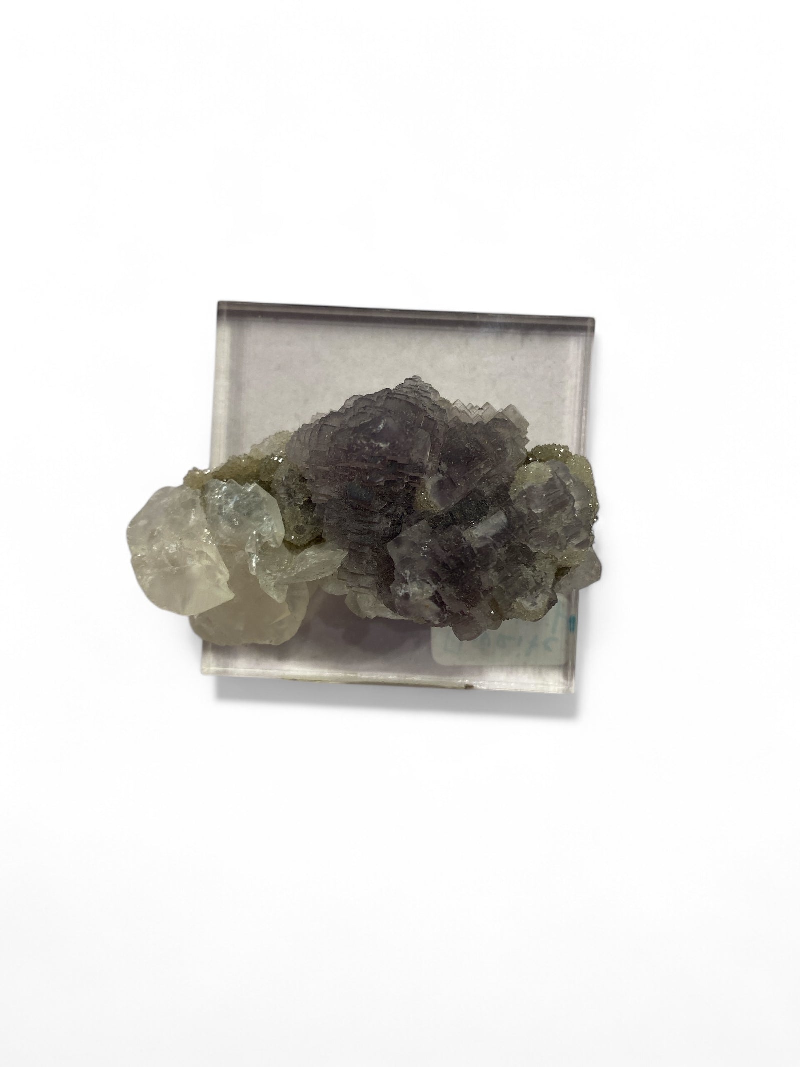 Fluorite With Calcite on Lucite Stand