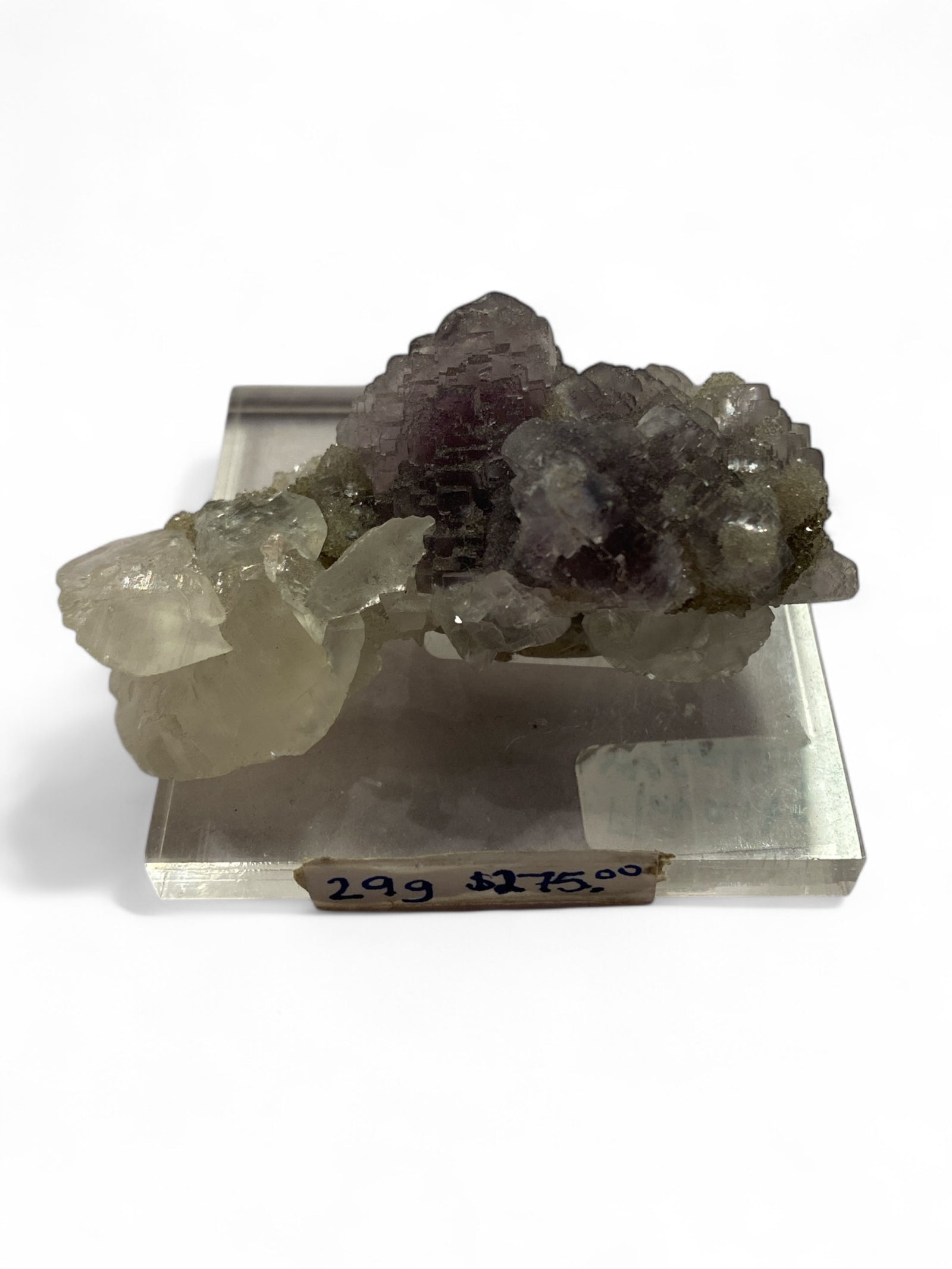 Fluorite With Calcite on Lucite Stand