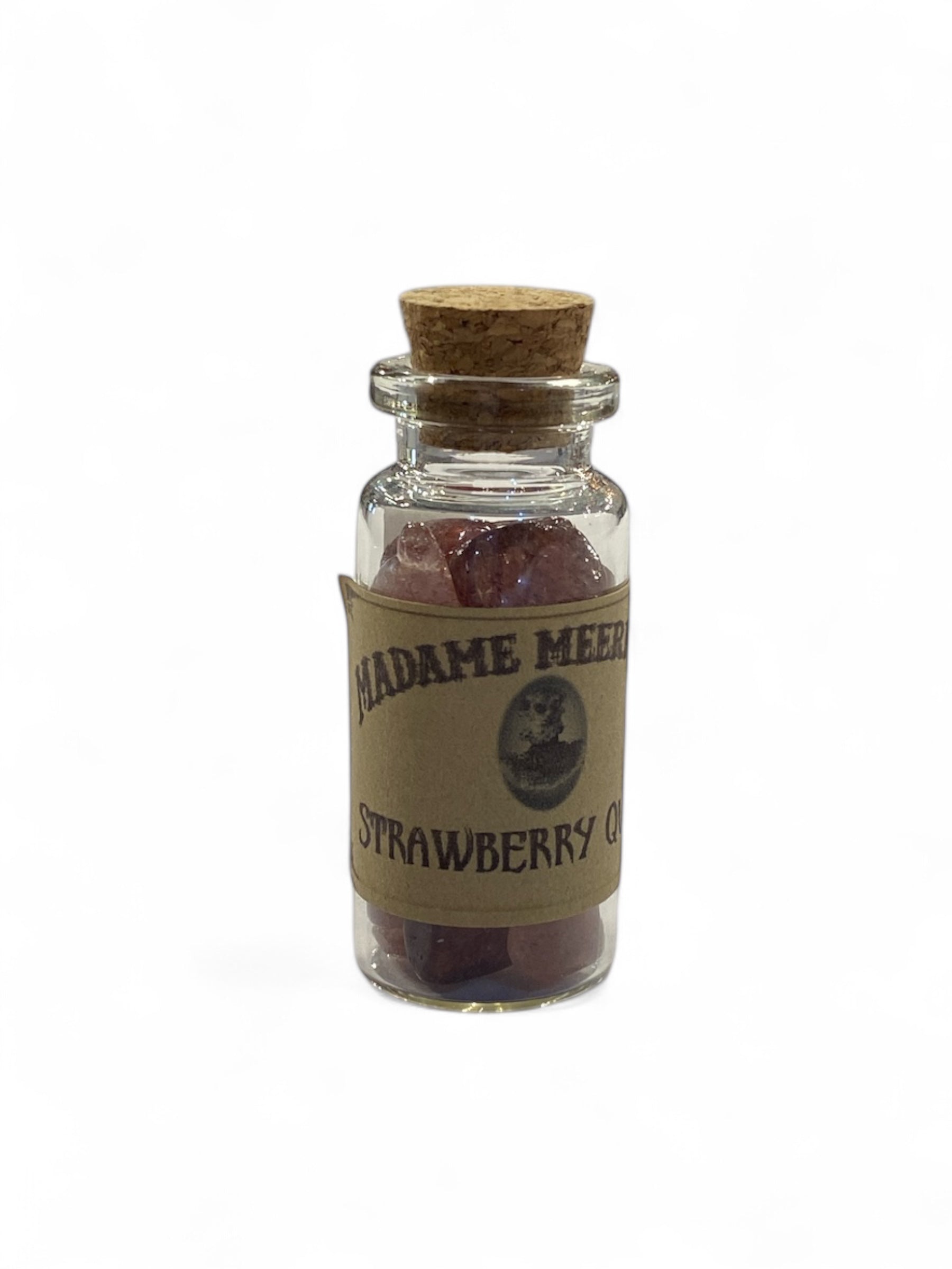 Strawberry Quartz Crystal Chips in Bottle