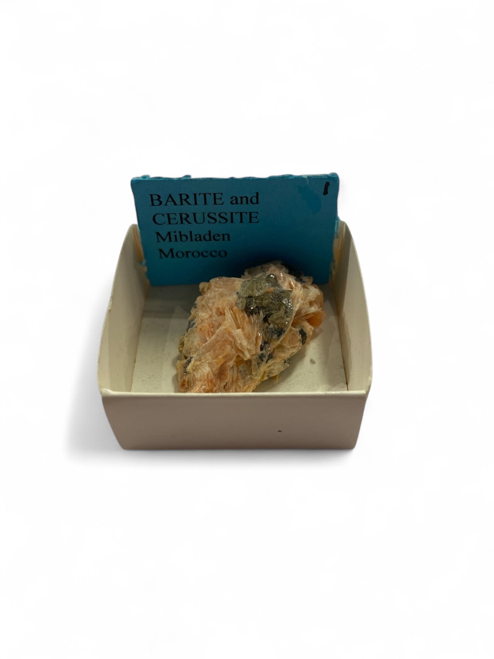 Barite and Cerussite in white box