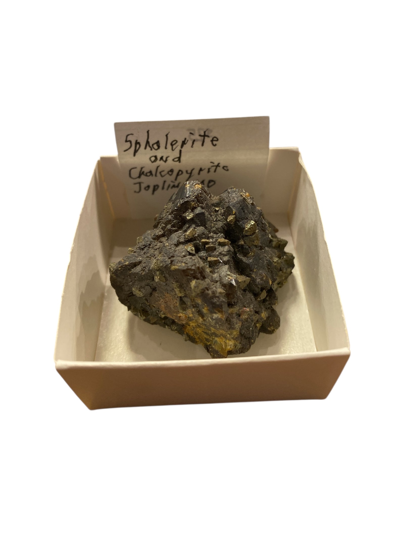 Sphalerite and Chalcopyrite in White Box