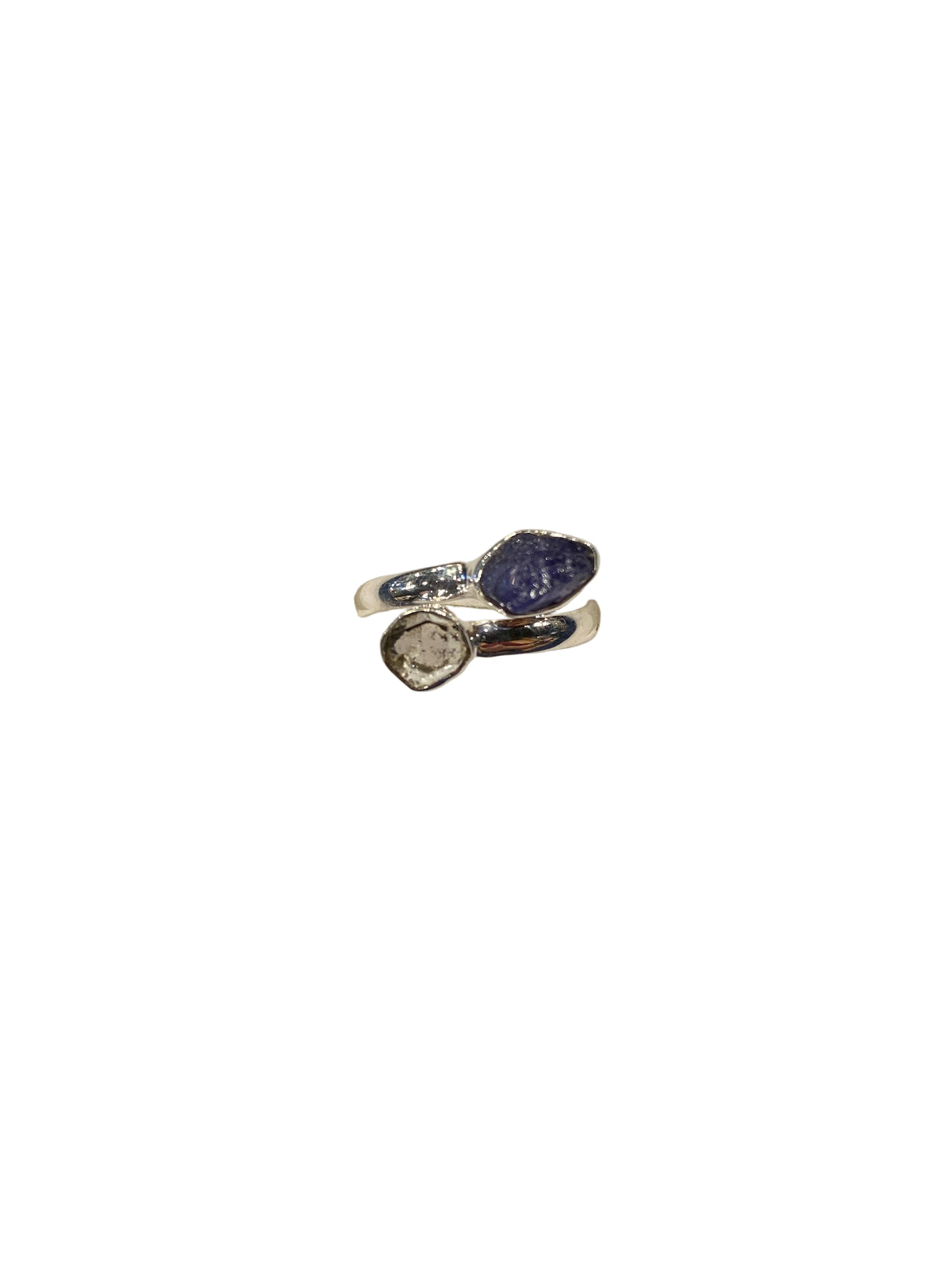 Rough Herkimer Diamond & Tanzanite Sterling Silver Ring