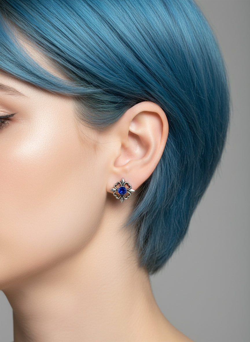 Blue Stone Sterling Silver Stud Earrings