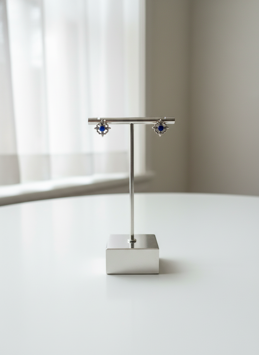 Blue Stone Sterling Silver Stud Earrings