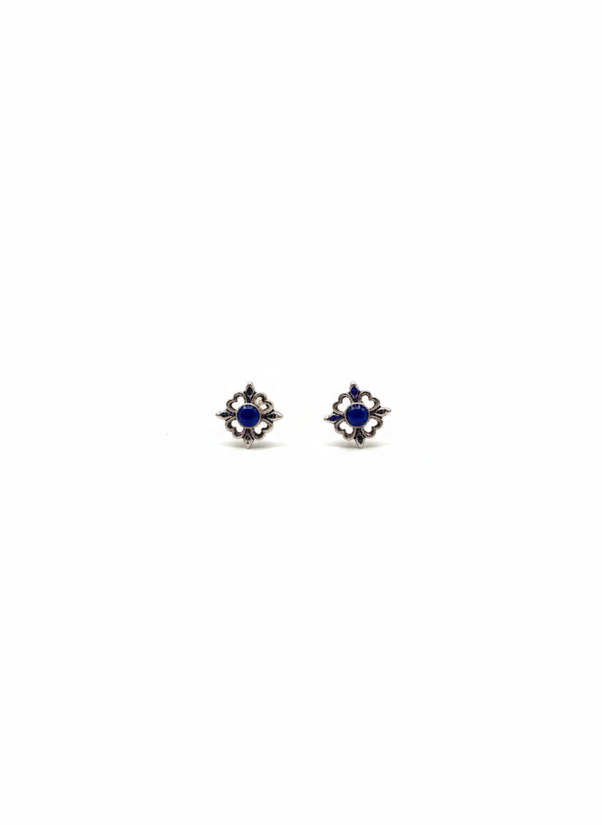 Blue Stone Sterling Silver Stud Earrings