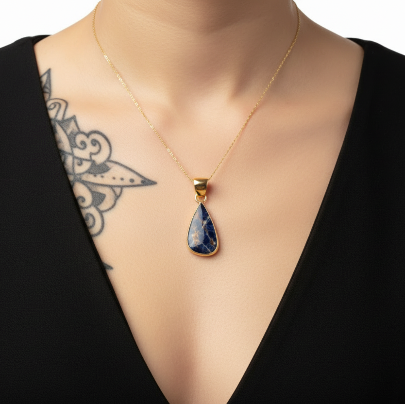 Alchemia Gold Sodalite Teardrop Pendant