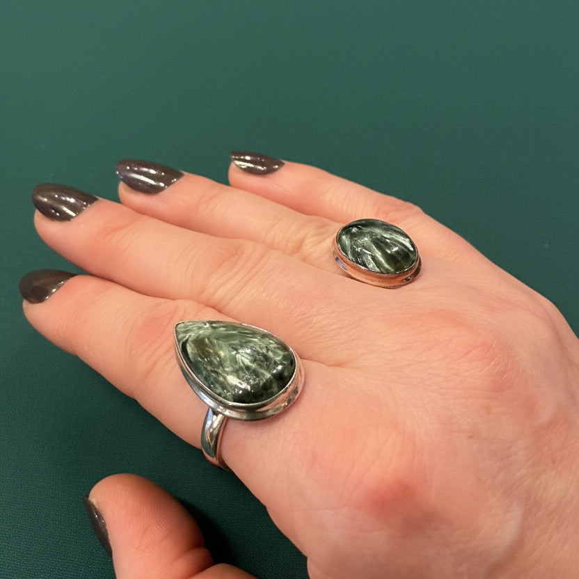 Seraphinite Sterling Silver Ring