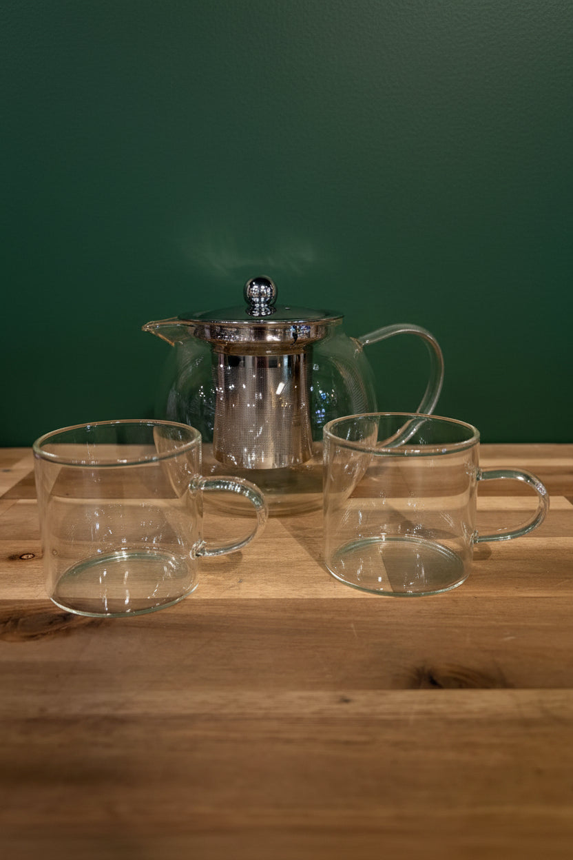 Glass Teapot 22oz w/ 2 Teacups