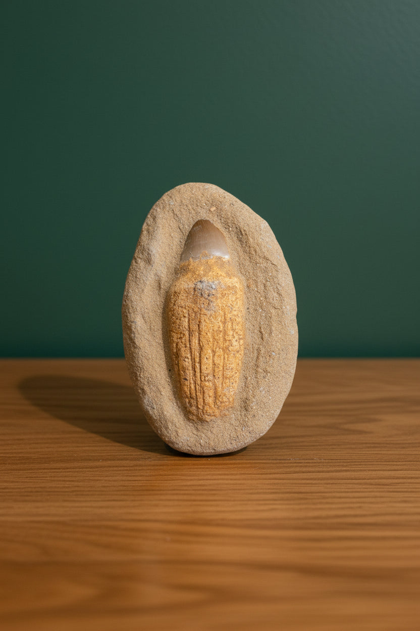 Mosasaur Tooth on Root in Matrix