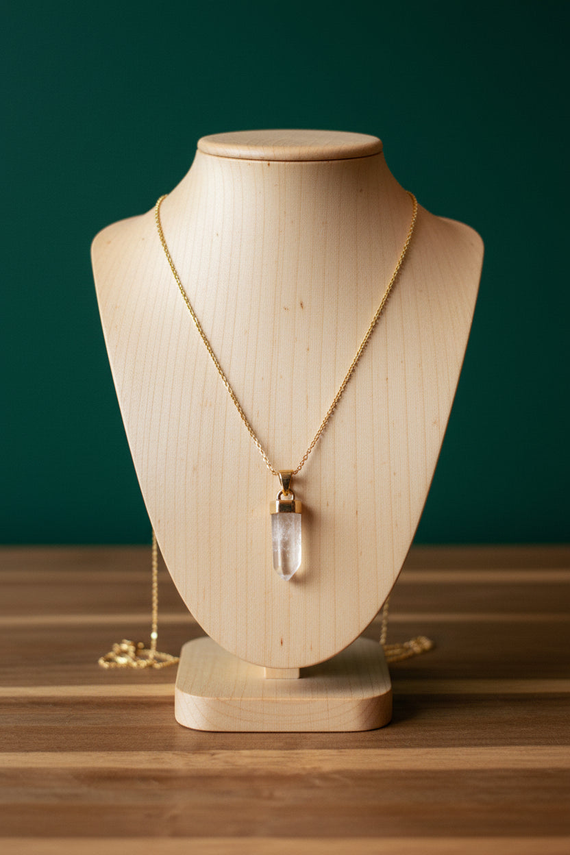 Lemurian Quartz Point 18K Gold Vermeil over Sterling Silver Pendant