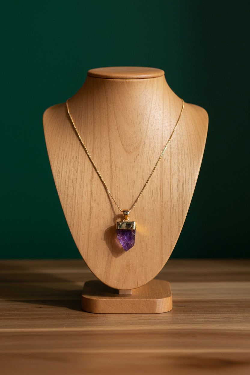 Tumbled Amethyst 18K Gold Vermeil over Sterling Silver Pendant