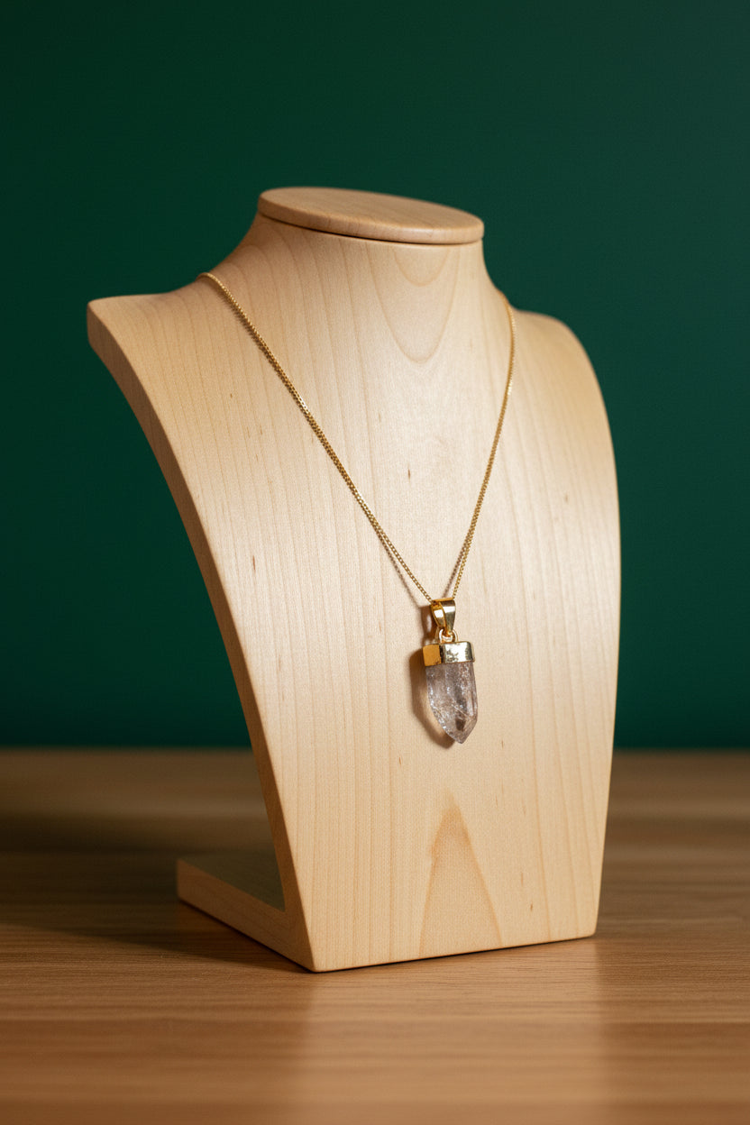 Rough Herkimer Diamond 18K Gold Vermeil over Sterling Silver Pendant