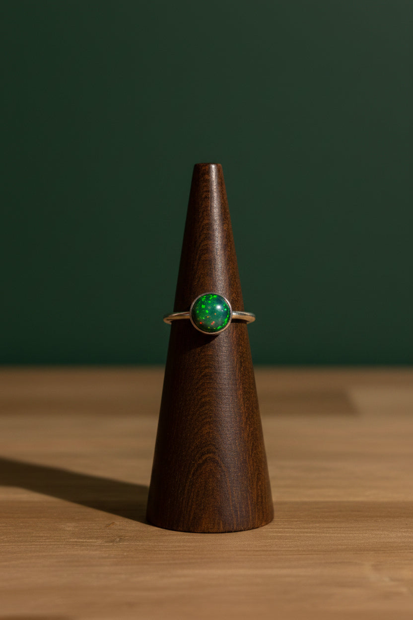 Black Opal Sterling Silver Ring Size 5