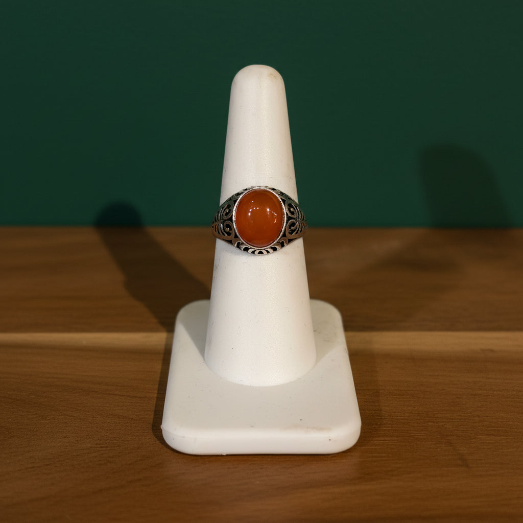 Carnelian Ring– Silver-Plated over Brass Size 7