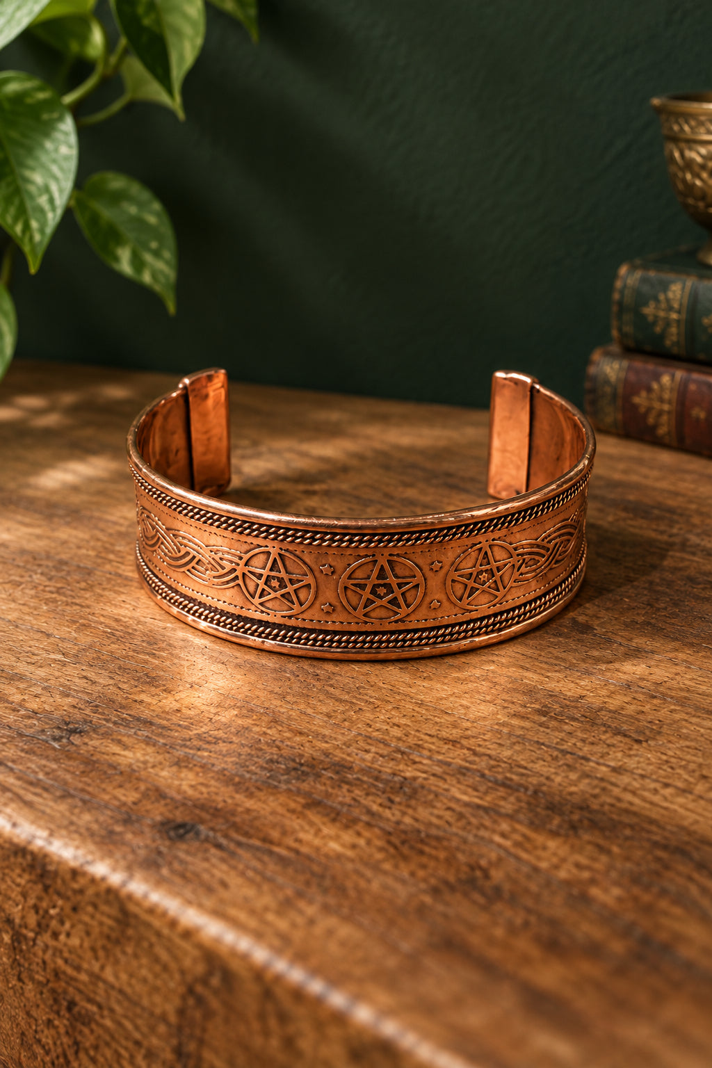 Copper Pentagrams Bracelet Cuff