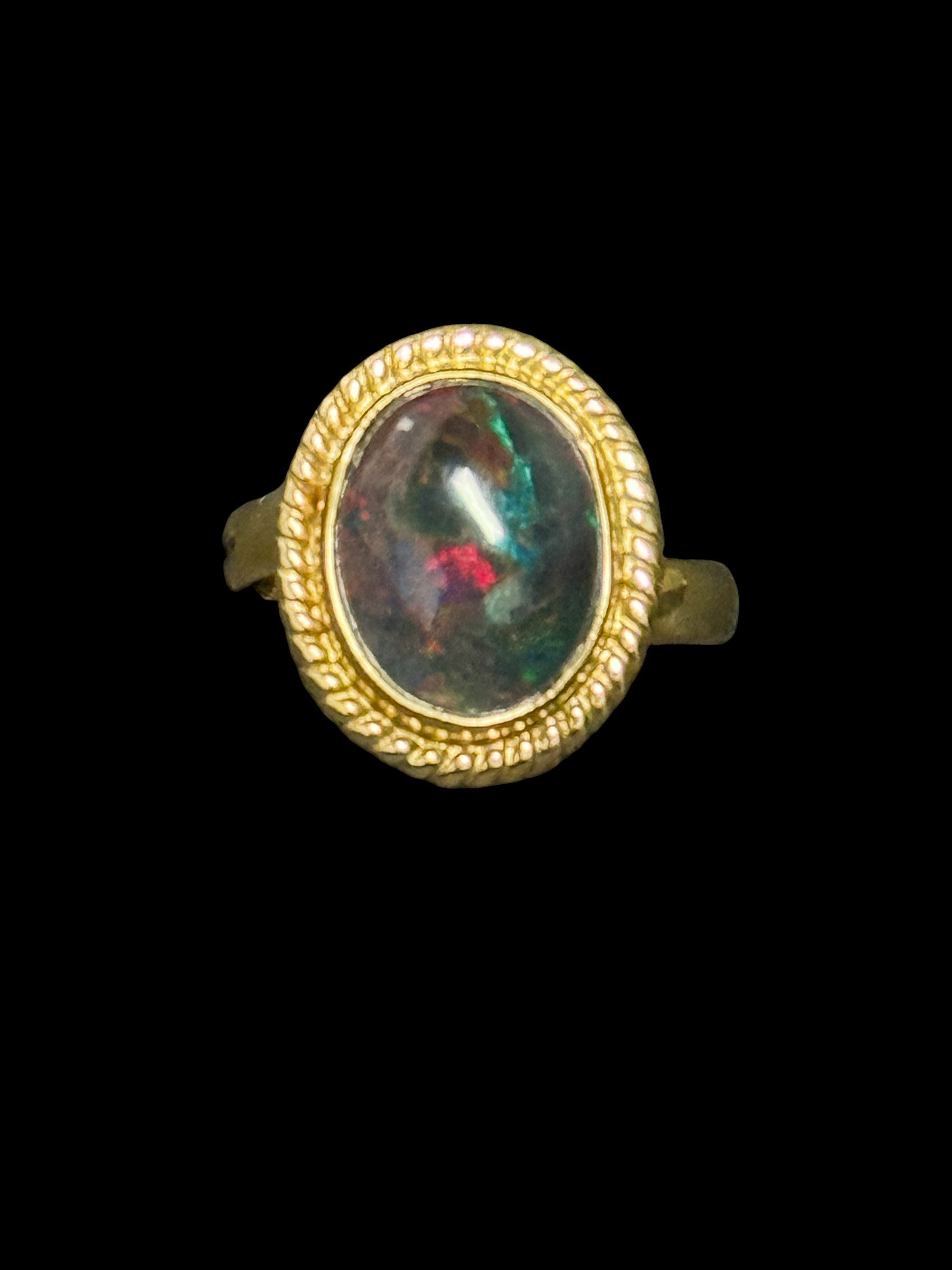 Black Opal Alchemia Gold Ring Adjustable